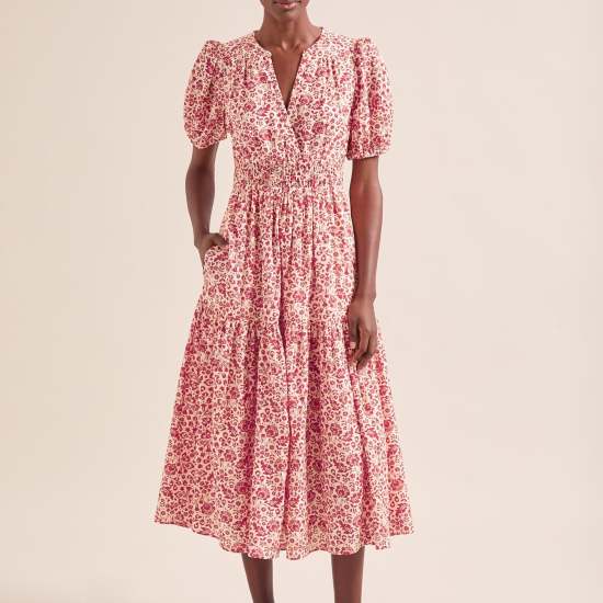 Olive Cotton Blend Midi Dress ...